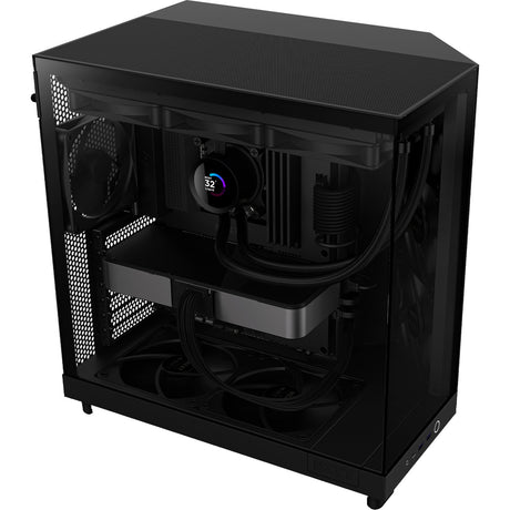 Nzxt h6 flow midi tårnhus (sort | 2x USB-A | 1x USB-C | hærdet glas)