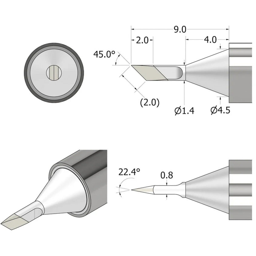 Ifixit fixhub loddespids, knivformet, 1,4 mm loddekolbe (sølv)