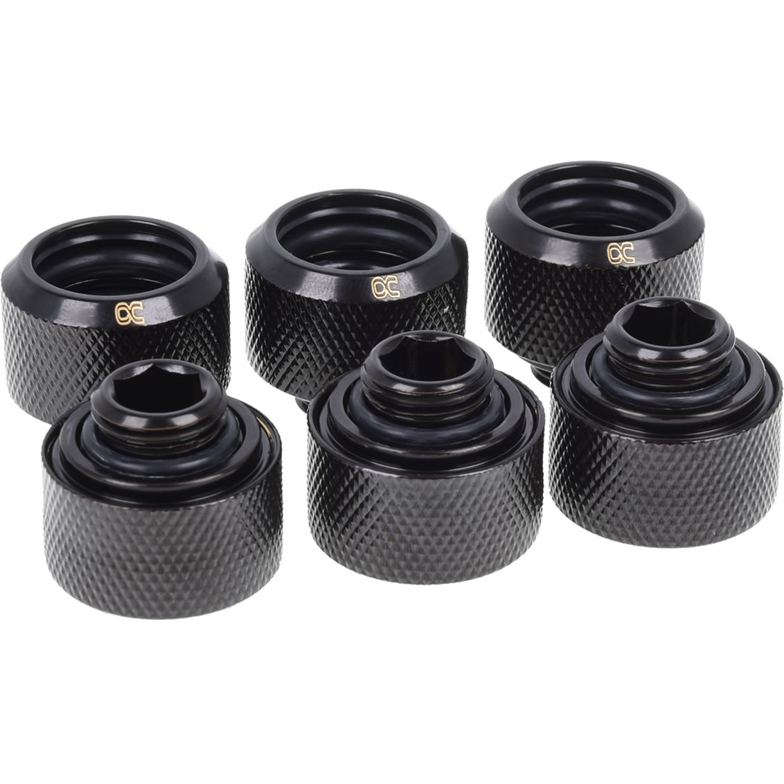 Alphacool eiszapfen 16mm hårdt rør kompressionsfitting g1 4 - seks pakke skruesæt (sort)