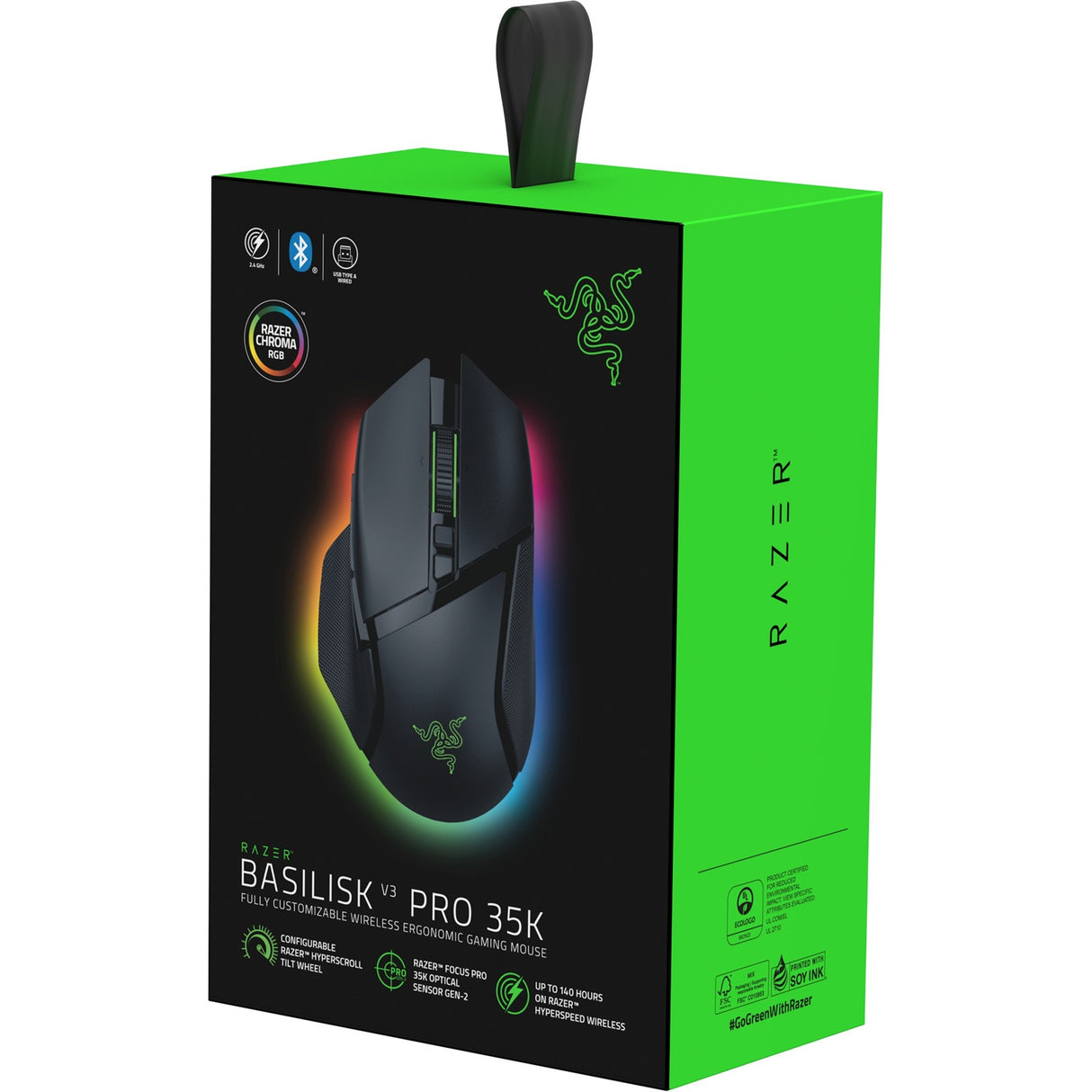Razer basilisk v3 35k gaming mus (sort, 35000 dpi, chroma rgb)