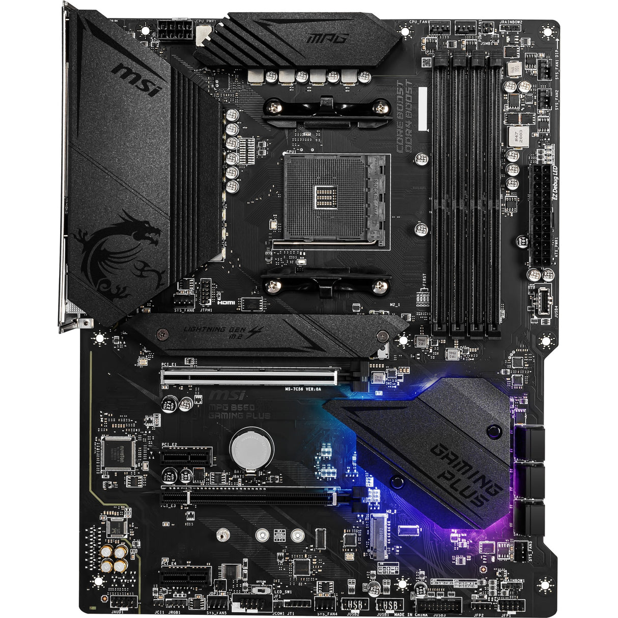 MSI MPG B550 Gaming Plus Socket AM4 bundkort (sort, RAID, GB-LAN, lyd, ATX)