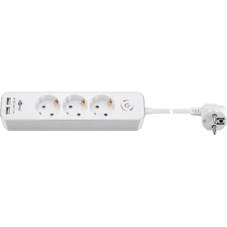 Goobay 3-vejs strømskinne med kontakt og USB strømskinne (hvid, kabel 1,5 meter, 2x USB-A)