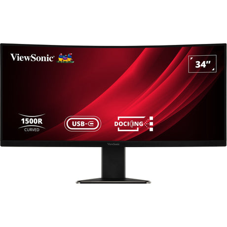 Viewsonic UwQHD buet dockingskærm med KVM-switch VG3419C 34 ultrawide (sort (mat), 1x HDMI, 1x skærmport, USB-A, USB-B, USB-C, LAN, lyd)