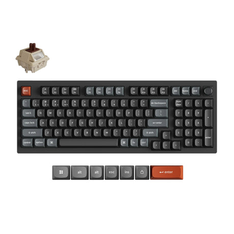 Keychron v5 ultra 8k trådløst brugerdefineret mekanisk tastatur (sort, us-layout (qwerty), silke pom brun, 96%, rgb, hot swap, 2,4 ghz | bluetooth 5,3 | usb-c)