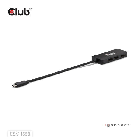 Club 3D USB-C til Triple DisplayPort MST Hub (sort, 4K60Hz)