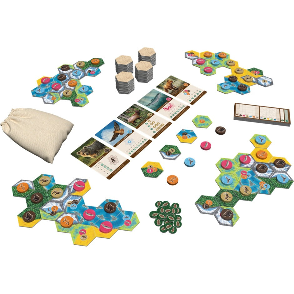 Asmodee cascadia brætspil (engelsk, 1 - 4 spillere, 30 - 45 minutter, fra 10 år)