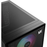 Xyz pc gear atom midi tårnhus (sort | 2x USB-A | 1x USB-C | hærdet glas)
