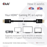 Club 3D ultra højhastigheds HDMI 2.1 certificeret kabel han-han (sort, 3 meter, 4K 120Hz, 8K 60Hz, 48Gbps)