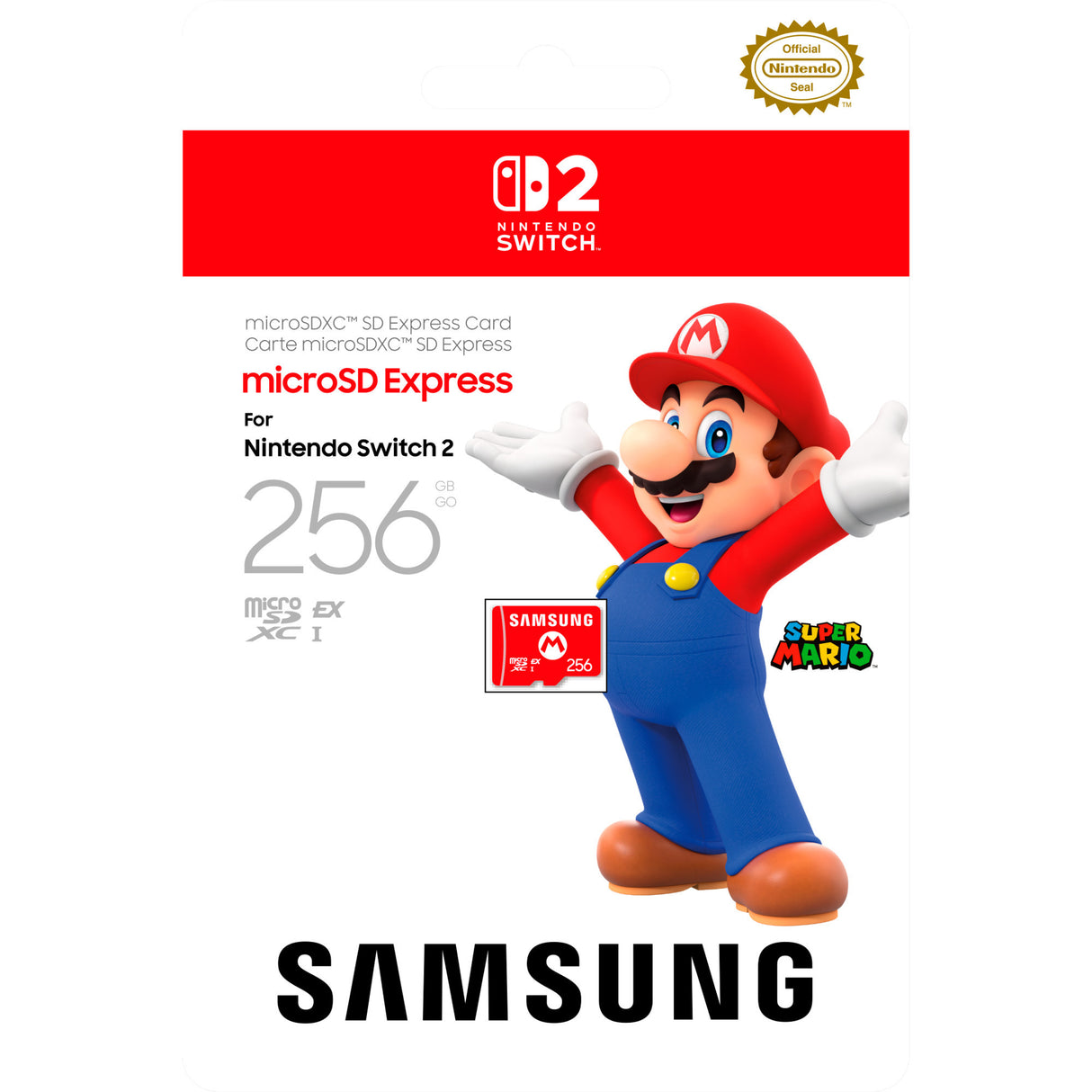 Samsung Nintendo Switch 2 microSD express-kort 256 GB hukommelseskort (i Mario-design)