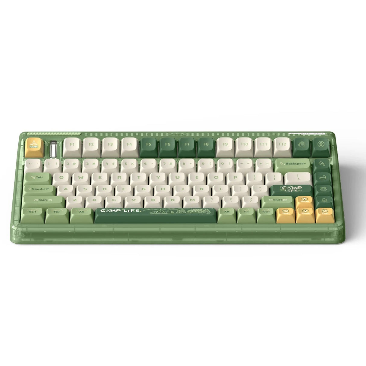 Iqunix og80 camping trådløst mekanisk tastatur (grøn, us-layout (qwerty), cherry mx red, 80% (tkl), rgb-lysdioder, hot-swappable, pbt, 2.4ghz | bluetooth 5.1 | usb-c)