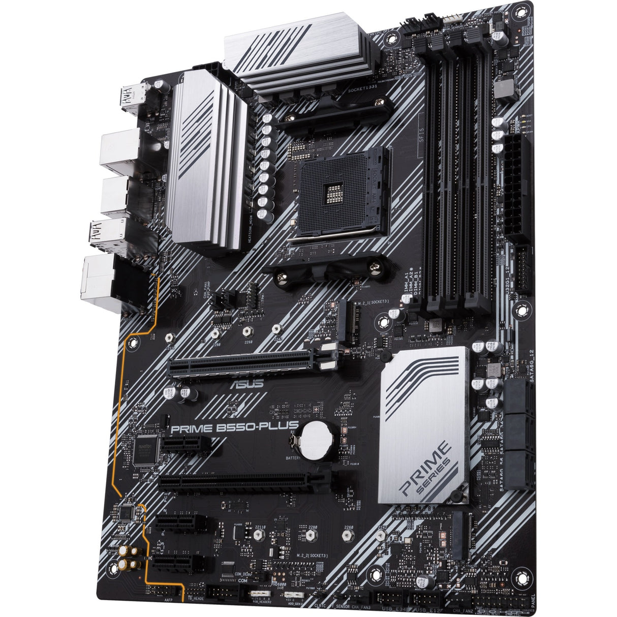 Asus Prime B550-Plus Socket AM4 bundkort (sort sølv, RAID, GB-LAN, lyd, ATX)