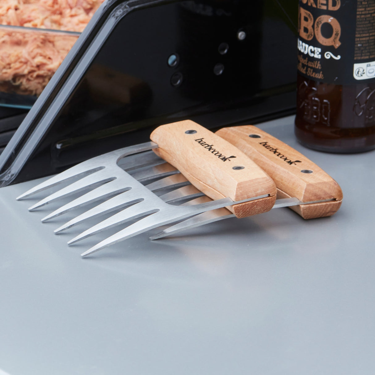 Grillsæt med 2 kødkløer grillbestik (fsc)