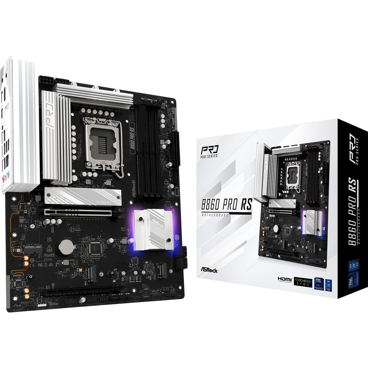 Asrock B860 Pro RS Socket 1851 bundkort (RAID, 2,5 GB-LAN, lyd, ATX)