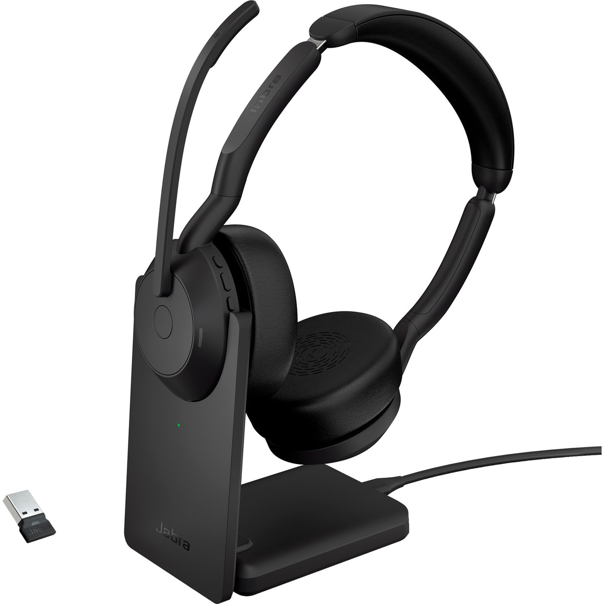 Jabra evolve2 55, inkl. opladerstand on-ear headset (sort, stereo, uc, usb-a, link380a)