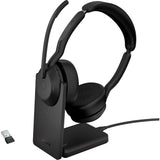 Jabra evolve2 55, inkl. opladerstand on-ear headset (sort, stereo, uc, usb-a, link380a)