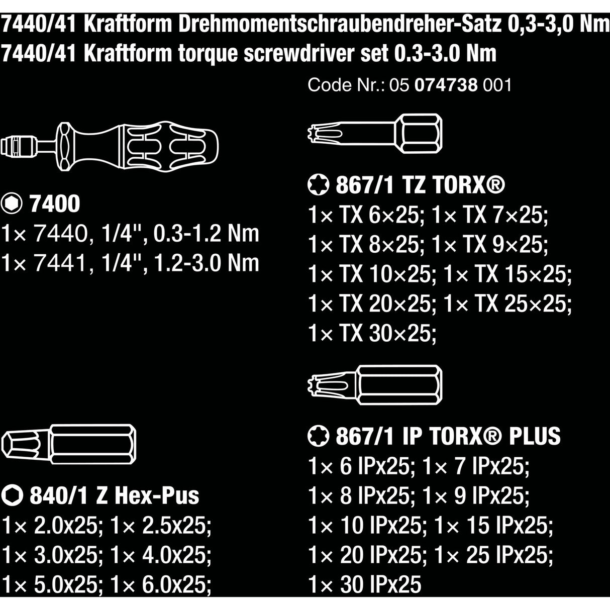 Wera 7440 41 Kraftform momentskruetrækkersæt 0,3-3,0 nm (sort grøn, 26 stk.)
