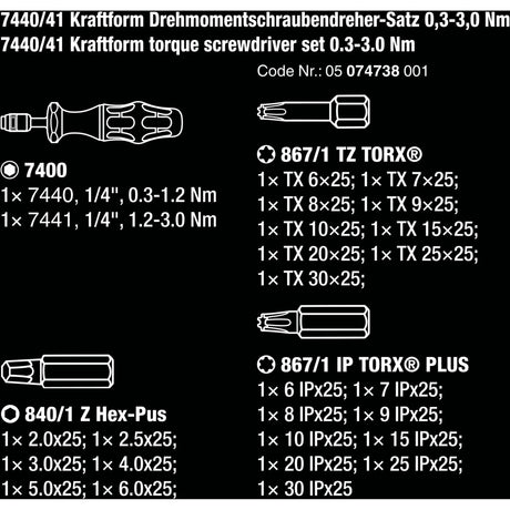Wera 7440 41 Kraftform momentskruetrækkersæt 0,3-3,0 nm (sort grøn, 26 stk.)