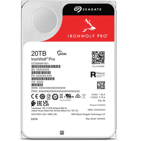 Seagate ironwolf pro 20 TB harddisk (ST20000NT001, SATA 600, 24 7)