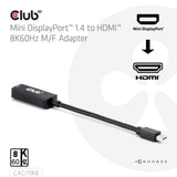 Club 3D Mini Displayport 1.4 til HDMI 8K60Hz M-F Adapter (sort)