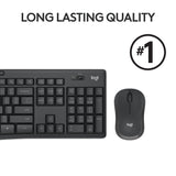 Logitech mk295 lydløst trådløst tastatur og mus combo desktop sæt (sort, us-internationalt layout (qwerty), 100%)