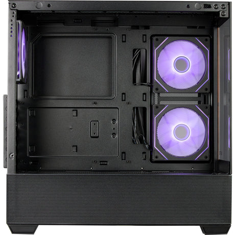 Cooler master elite 690 wood midi tower behuizing (zwart houtkleur | 2x usb-a | 1x usb-c | rgb | tempered glass)