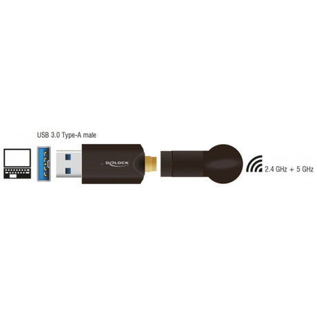 Delock USB 3.0 dual-band WLAN stick antenne (sort)