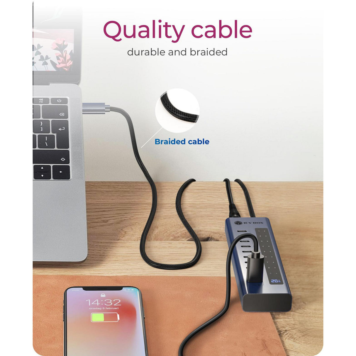 Icy box ib-hub1450-c31 usb hub (antracit)