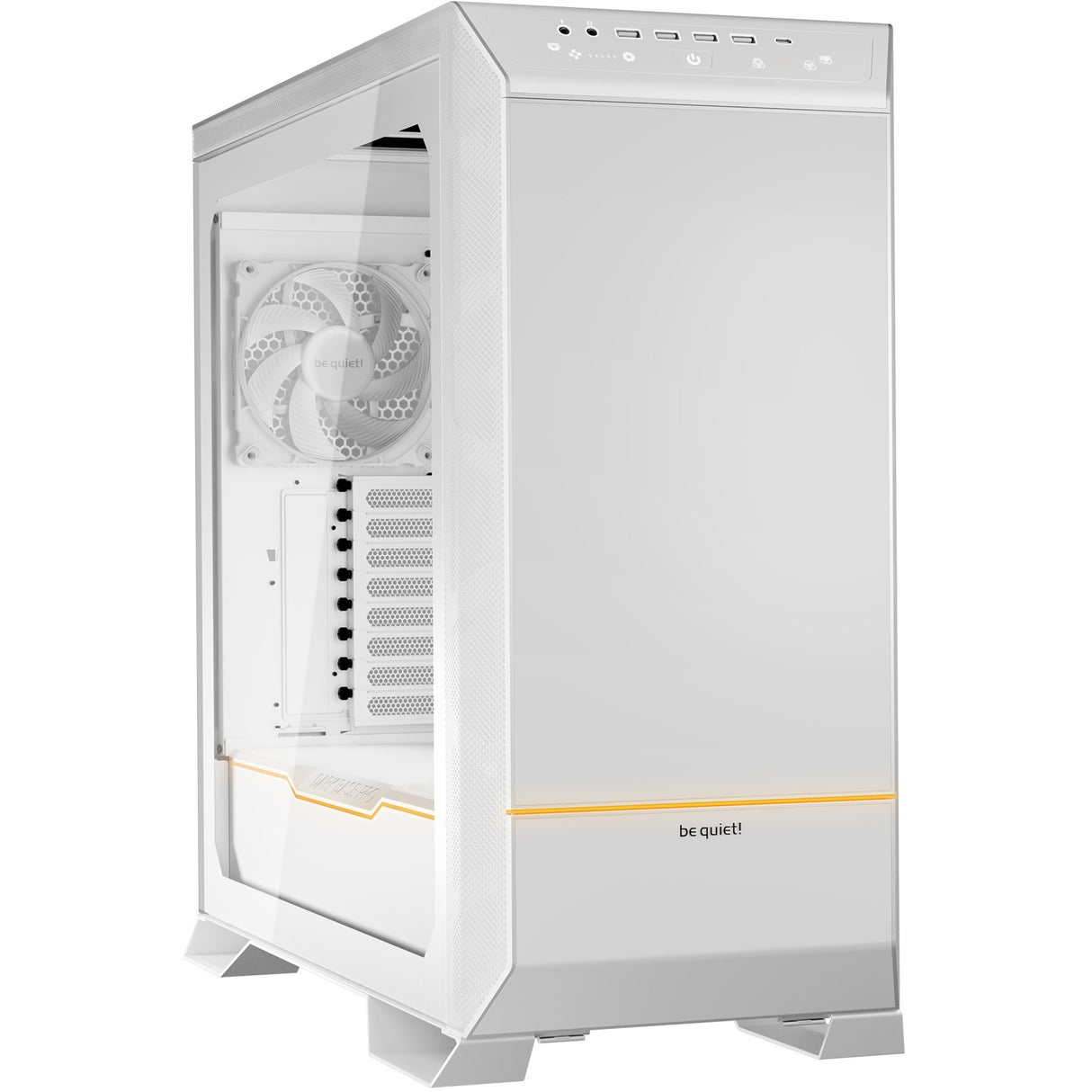 Vær stille! dark base pro 901 stort tårnhus (hvid | 4x USB-A | 1x USB-C | RGB | hærdet glas)