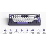 Iqunix og80 lavandin trådløst mekanisk tastatur (lavendel, us-layout (qwerty), cherry mx brown, 80% (tkl), hot-swappable, pbt, 2.4ghz | bluetooth 5.1 | usb-c)