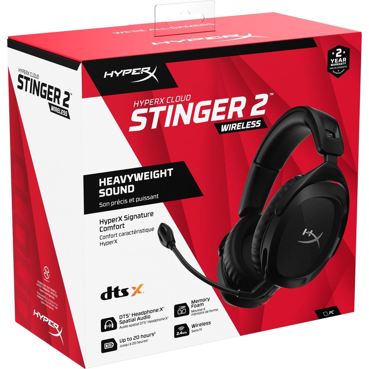 Hyperx cloud stinger 2 trådløst over-ear gaming headset (sort)