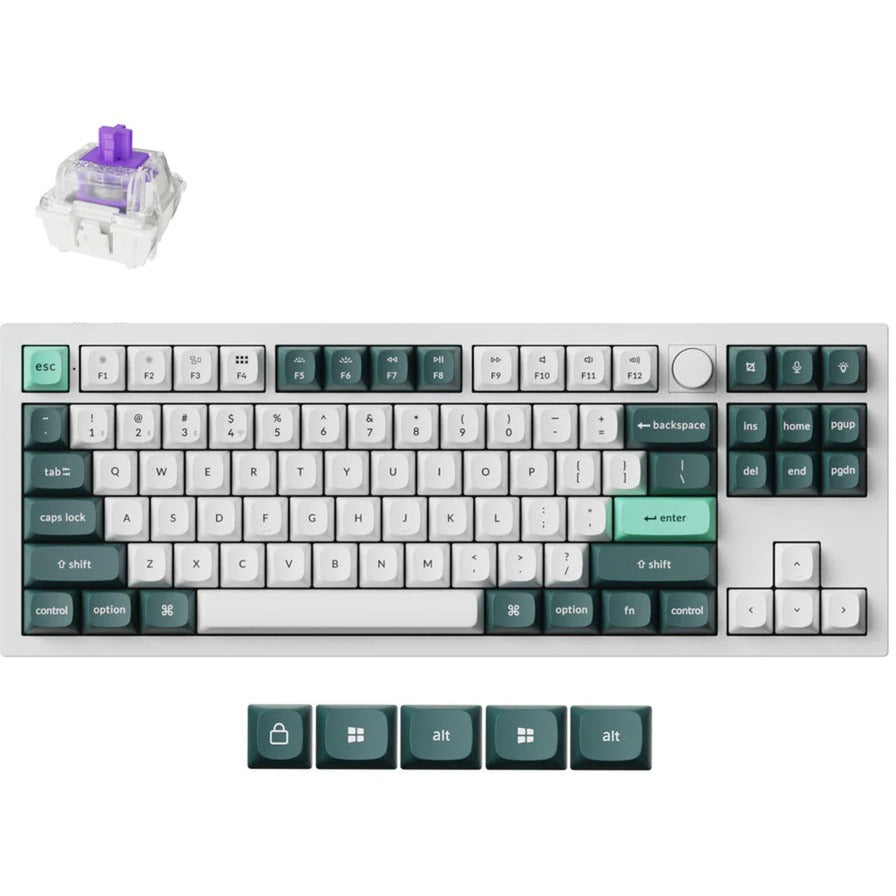 Keychron q3 he qmk-p1 rgb mekanisk tastatur (hvidt, us layout (qwerty), gateron dobbeltskinne magnetisk tåge, 80% (tkl), rgb lysdioder, osa double-shot pbt, hot swap, knop, 2,4ghz | bluetooth 5.1 | usb-c)