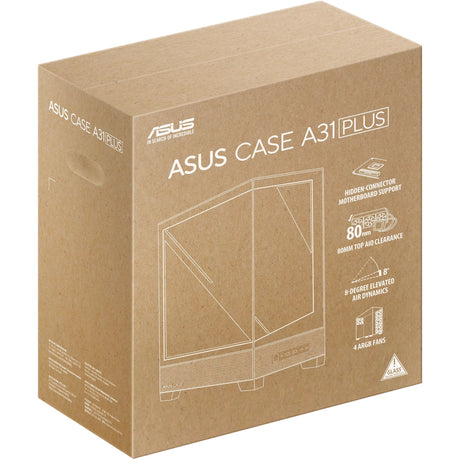 Asus a31 plus midi tårnhus (hvid | 2x USB-A | 2x USB-C | hærdet glas)