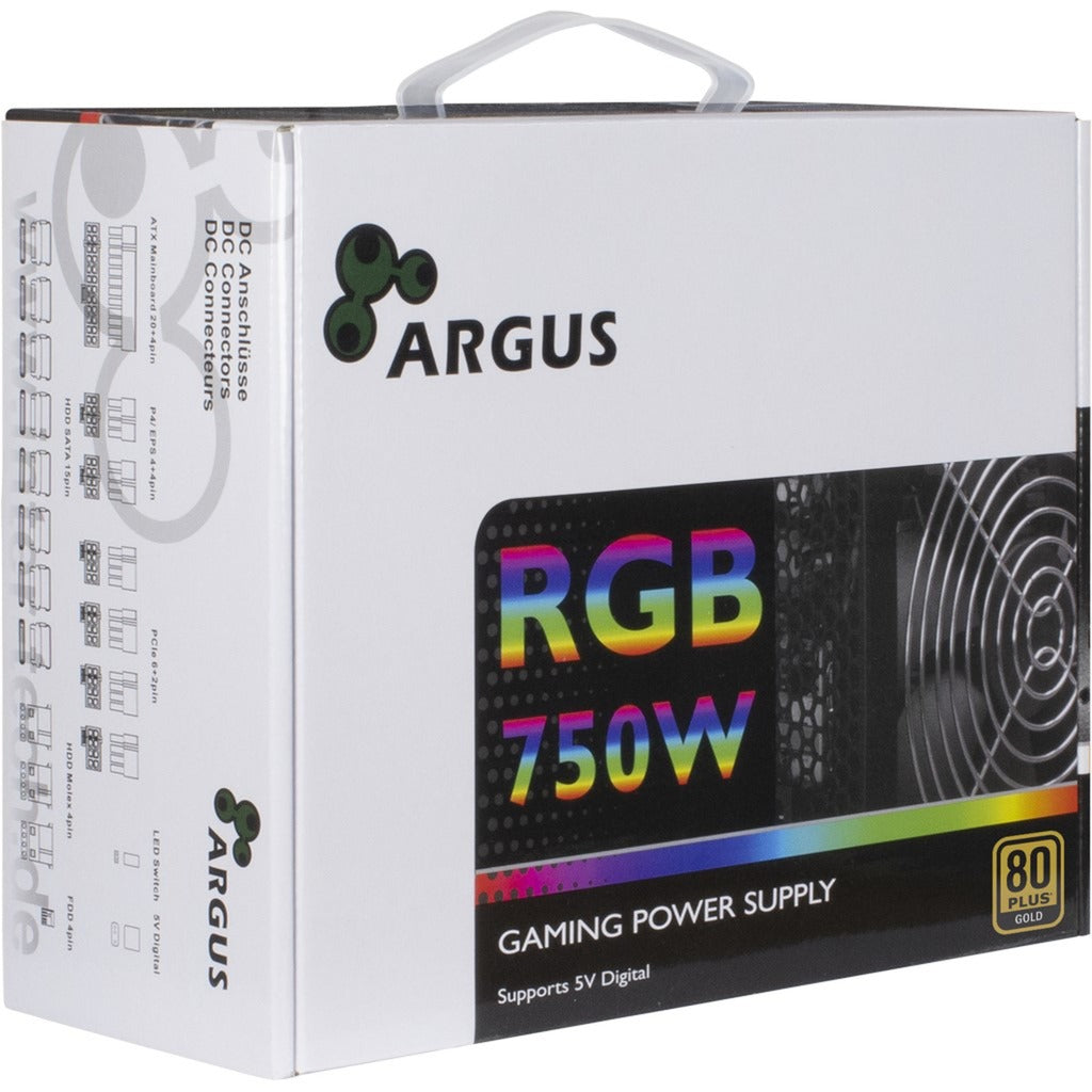 Inter-tech argus rgb-750w cm ii 750 watt strømforsyning (sort, 4x pcie)