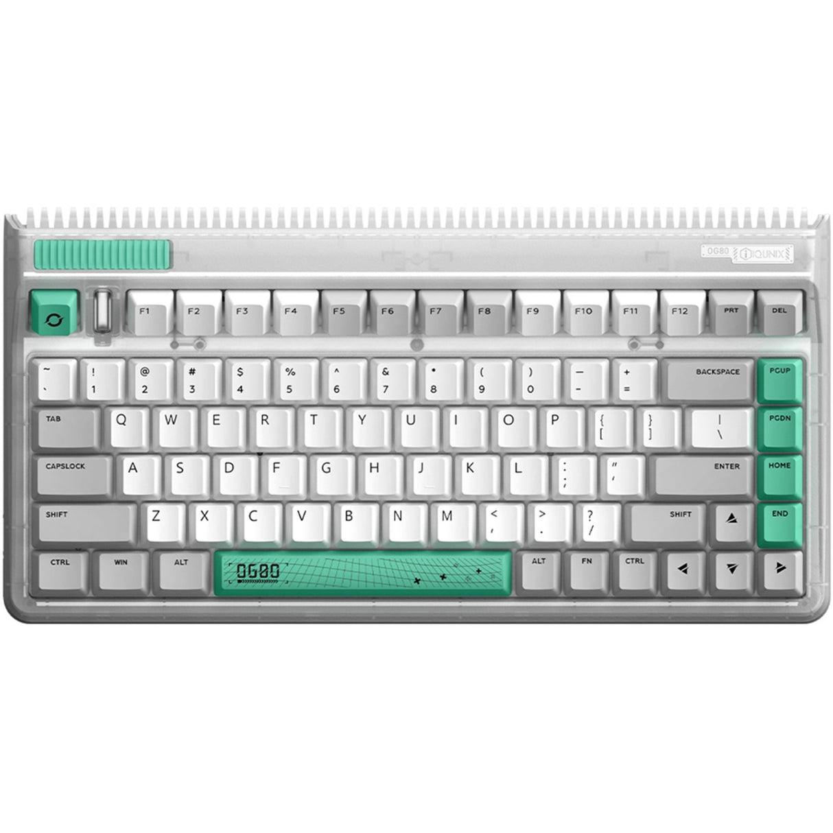 Iqunix OG80 ormehul trådløst mekanisk tastatur (grå, amerikansk layout (QWERTY), Cherry MX Brown, 80% (TKL), RGB LED'er, hot-swappable, PBT, 2,4GHz | Bluetooth 5.1 | USB-C)