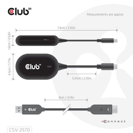 Club 3D trådløs USB-C til HDMI sender og modtageradapter (sort)