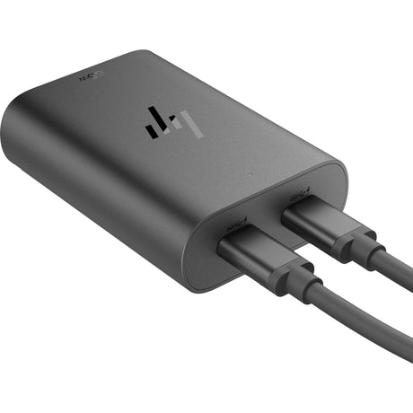 HP 65w gan usb-c bærbar oplader (sort, 2x usb-c)