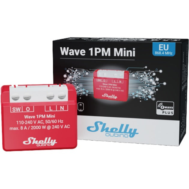 Shelly qubino wave 1pm mini switching-måling aktuator z-wave