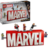 Lego superhelte 76313 marvel logo og minifigurer