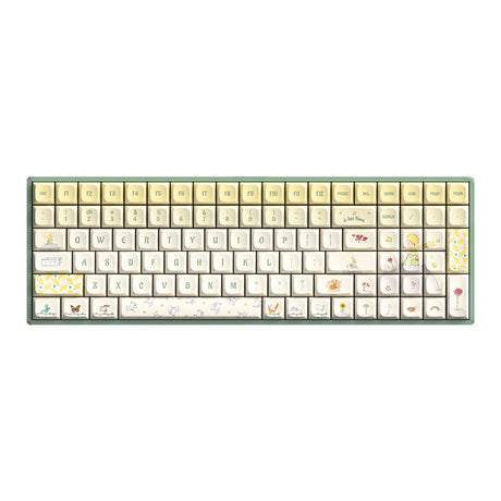 Iqunix f97 floral date rgb mekanisk gaming-tastatur (grøn, us-layout (qwerty), iqunix little prince, 96%, rgb-lysdioder, hot-swappable, pbt, 2.4ghz | bluetooth 5.1 | usb-c)