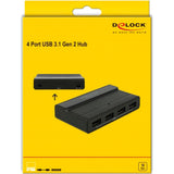 Delock external USB 3.2 gen 2 4 port hub 10Gbps USB hub (black)