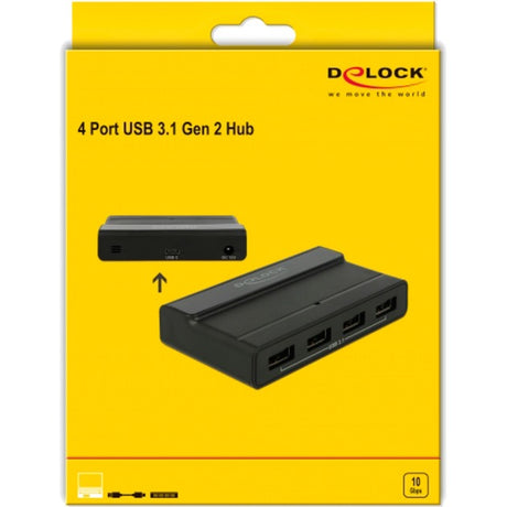 Delock external USB 3.2 gen 2 4 port hub 10Gbps USB hub (black)
