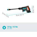 Gardena aquaclean 24 18v p4a - batteri højtryksrenser - 24 bar - inkl. batteri og oplader
