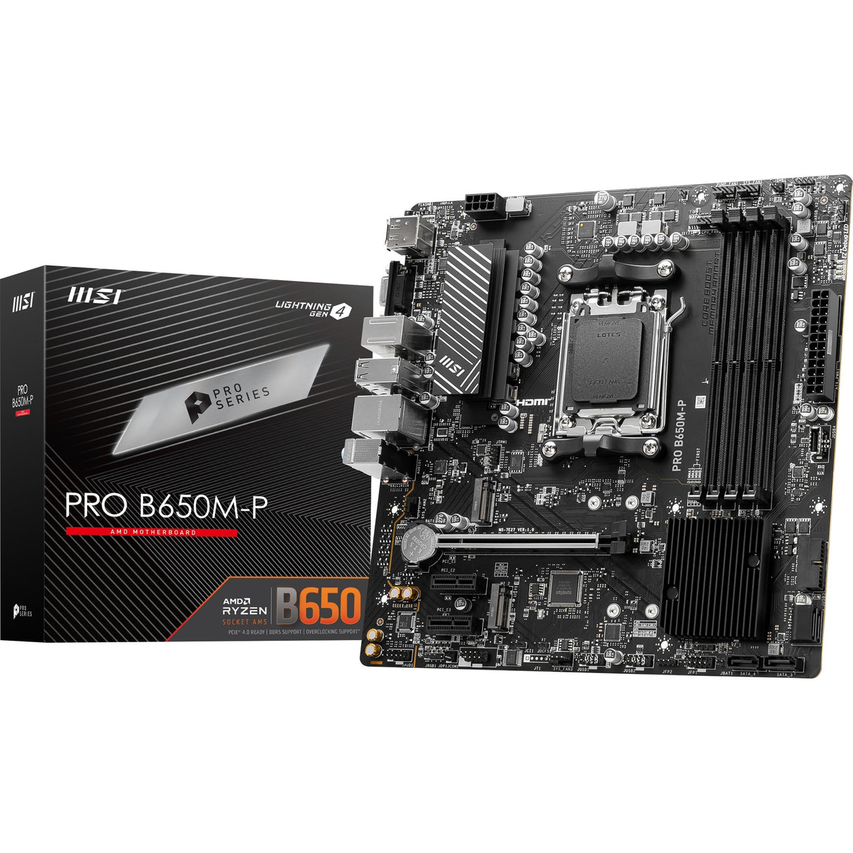 MSI Pro B650M-P Socket AM5 bundkort (sort, RAID, 2,5 GB-LAN, lyd, µATX)