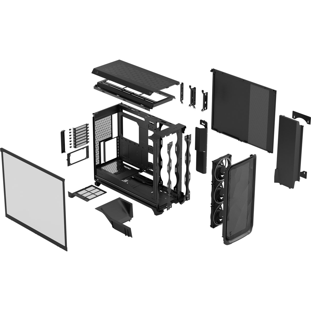 Fractal design meshify 3 xl rgb stort tårnhus (sort | 2x usb-a | 1x usb-c | rgb | hærdet glas)