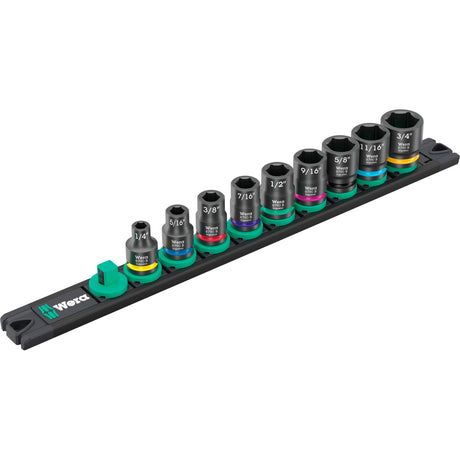 Wera 9608 hætte magnetisk strimmel b imperial imperial 1 topnøgle (sort grøn, 9 styk)