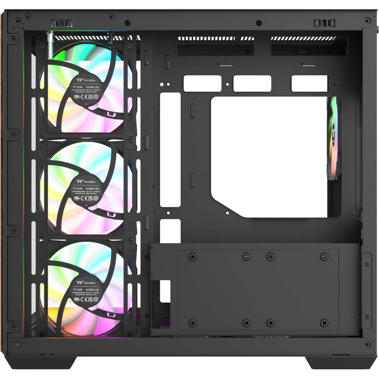 Thermaltake view 380 ws argb midi tårnhus (sort træfarve | 2x USB-A | 1x USB-C | RGB | hærdet glas)