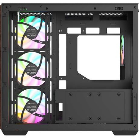 Thermaltake view 380 ws argb midi tårnhus (sort træfarve | 2x USB-A | 1x USB-C | RGB | hærdet glas)