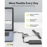 Goobay slim USB-hub med 4 porte, USB-C til USB-C USB-A, 5 Gbit s (lysegrå)