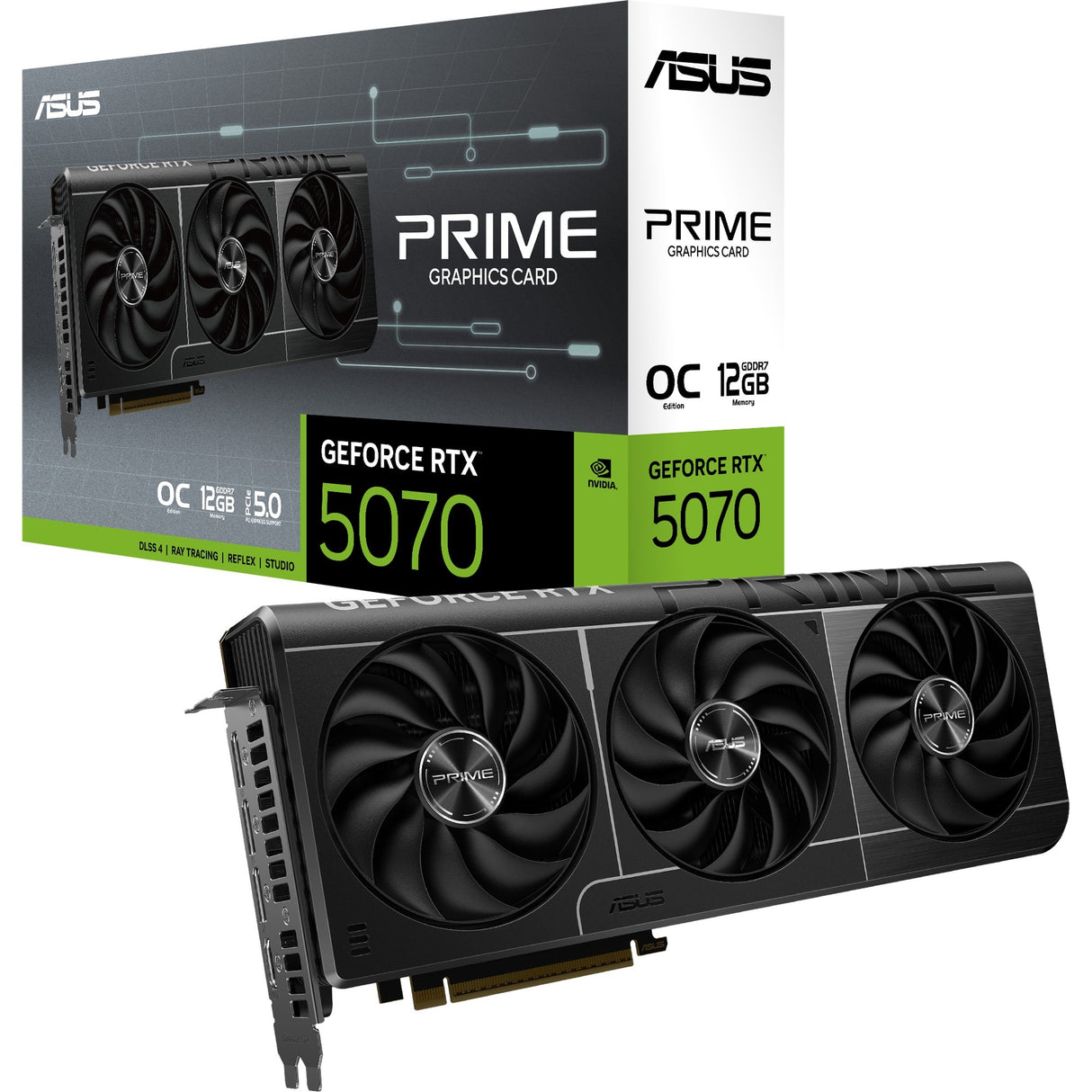 Asus Prime GeForce RTX 5070 OC grafikkort (DLSS 4, 3x Display Port, 1x HDMI 2.1)