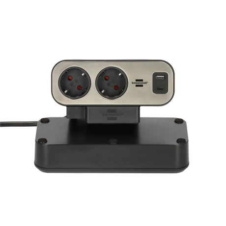 Brennerstuhl brennerstuhl®estilo duplex-stik, 1x USB C, 1x USB A, 10x sikkerhedsstik, sølvsort - 1153580200